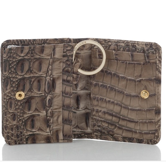 Brahmin Mini Key Brown Collodi Melbourne Genuine Leather Bi Fold Mini Wallet ID - Picture 10 of 12
